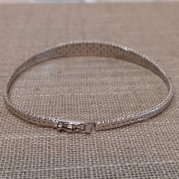 Sterling Silver Copper Woven Bracelet 7" Long 925 Italy - Picture 3 of 8